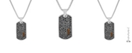 STEELTIME Men's Stainless Steel Simulated Diamonds and Tiger Eye Dog Tag Pendant